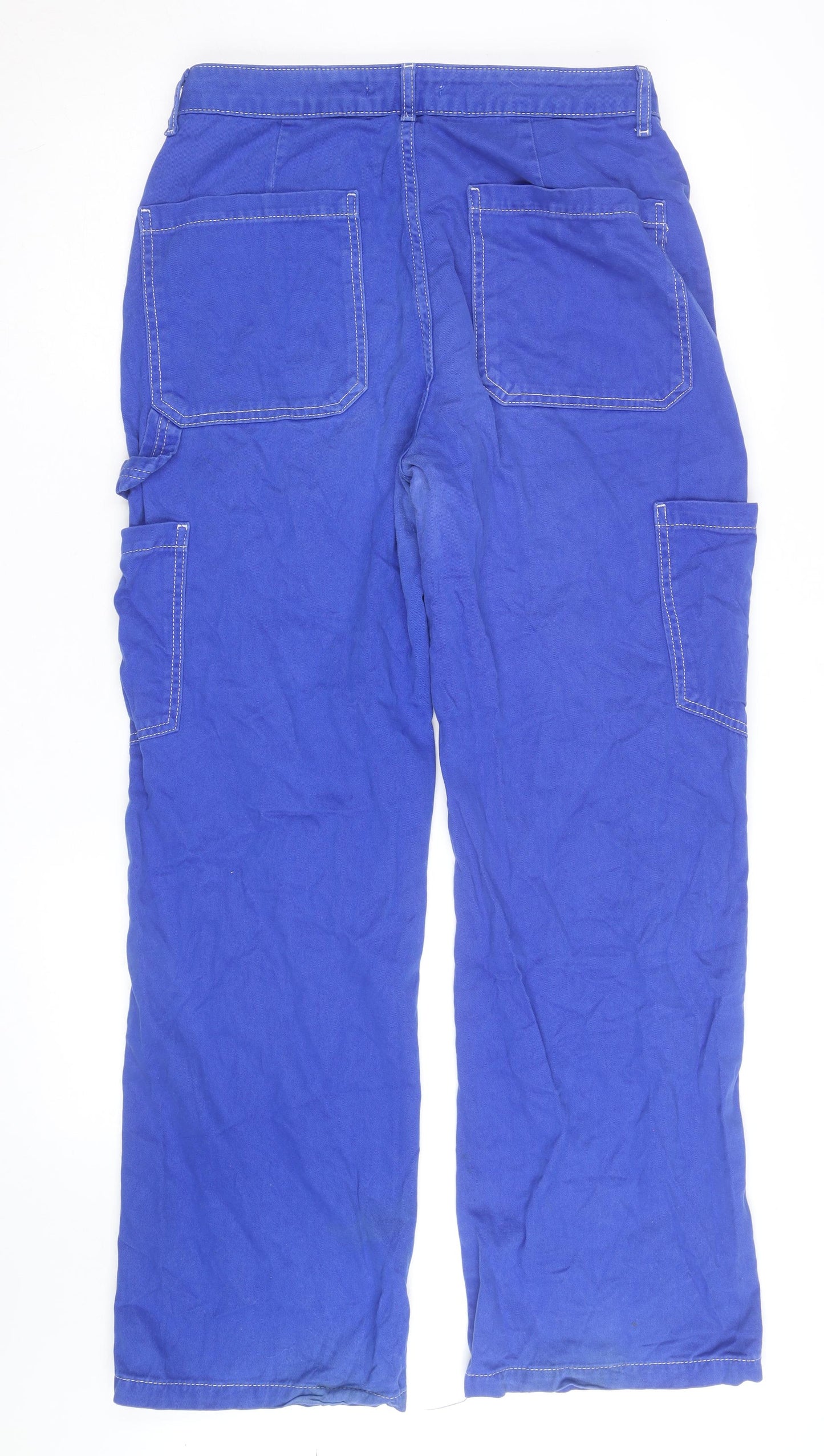 Denim Co Women's Blue Cargo Trousers Size 12 Cotton Utility Pants