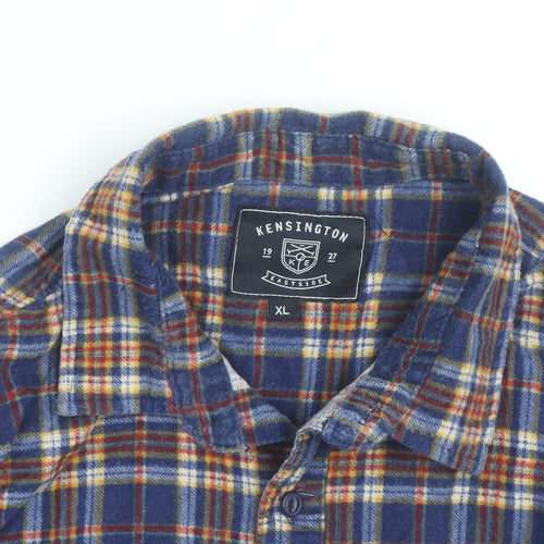 Kensington Eastside Men's Blue Plaid Flannel Button-Up Shirt XL