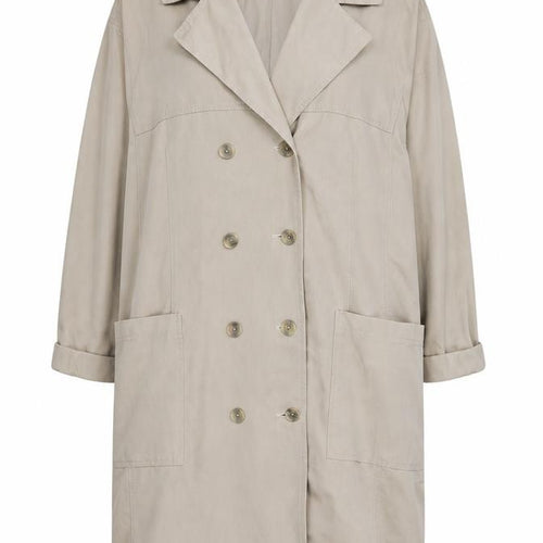 Inchino Women's Beige Long Trench Coat Size M Classic Cotton