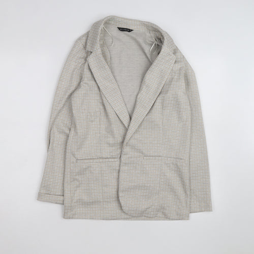 Et Vous Women's Beige Check Blazer Size 8 Classic Mid-Length Jacket