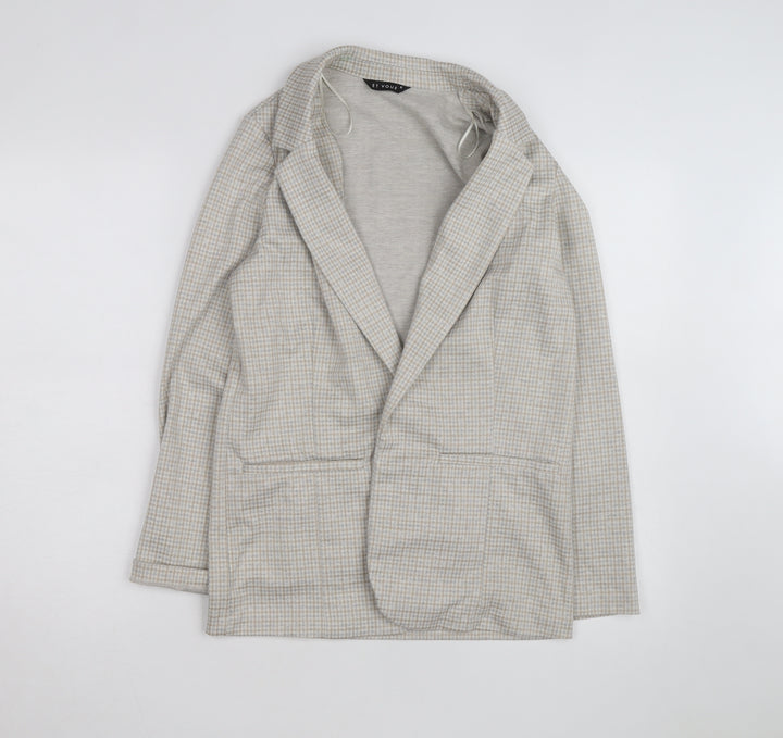 Et Vous Women's Beige Check Blazer Size 8 Classic Mid-Length Jacket