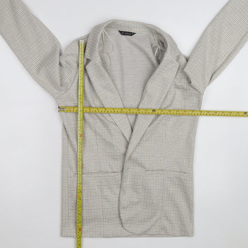 Et Vous Women's Beige Check Blazer Size 8 Classic Mid-Length Jacket
