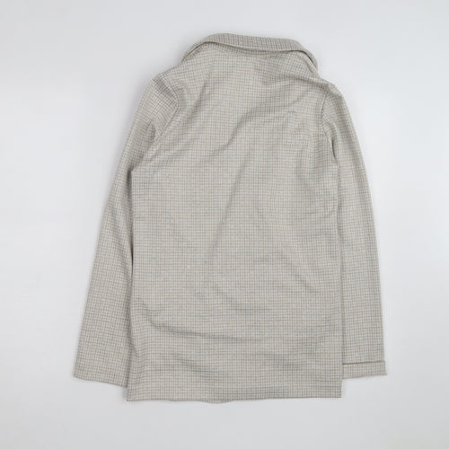 Et Vous Women's Beige Check Blazer Size 8 Classic Mid-Length Jacket
