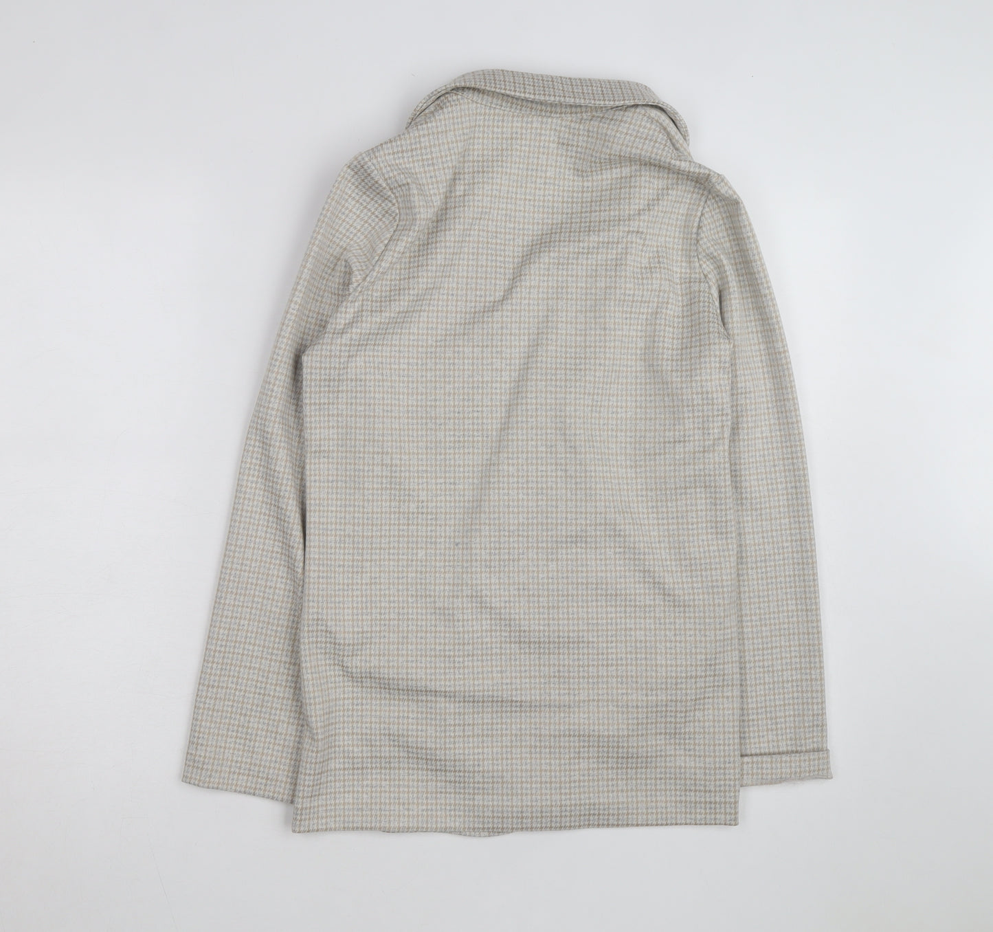 Et Vous Women's Beige Check Blazer Size 8 Classic Mid-Length Jacket