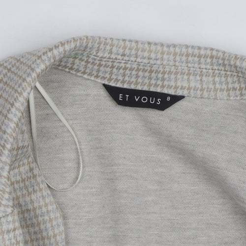Et Vous Women's Beige Check Blazer Size 8 Classic Mid-Length Jacket