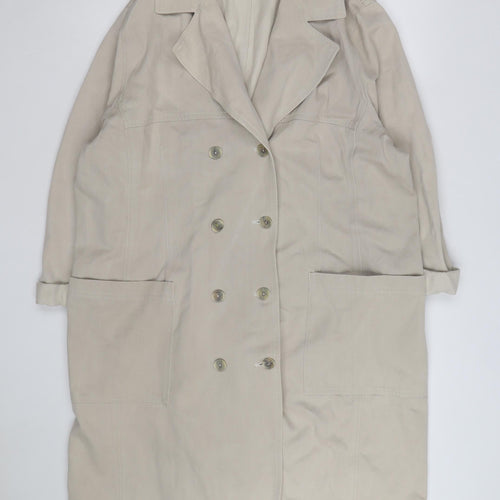 Inchino Women’s Beige Long Trench Coat M Cotton Buttoned