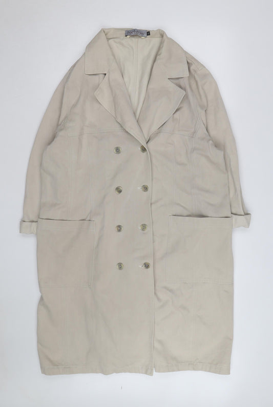 Inchino Women’s Beige Long Trench Coat M Cotton Buttoned