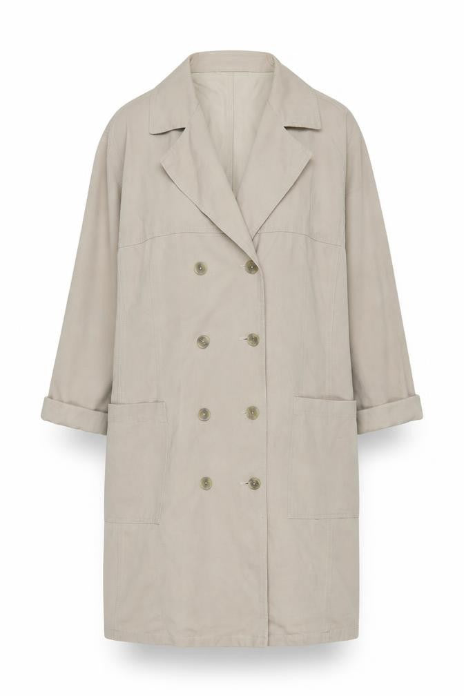 Inchino Women’s Beige Long Trench Coat M Cotton Buttoned