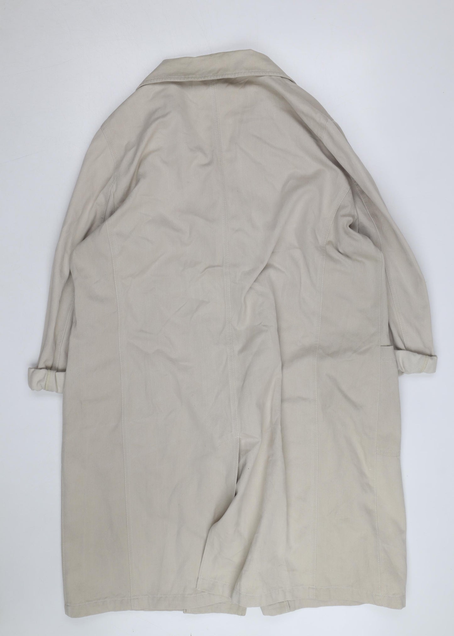 Inchino Women’s Beige Long Trench Coat M Cotton Buttoned