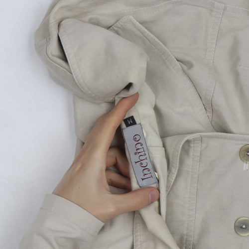 Inchino Women’s Beige Long Trench Coat M Cotton Buttoned