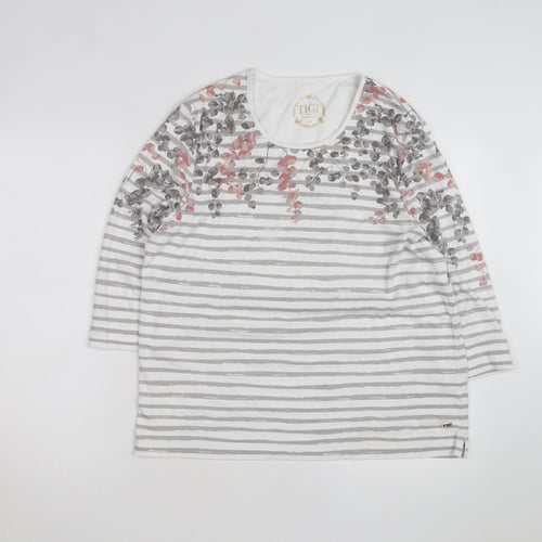 Tigi Womens Multicoloured Floral Stripe Jersey Top Size 18