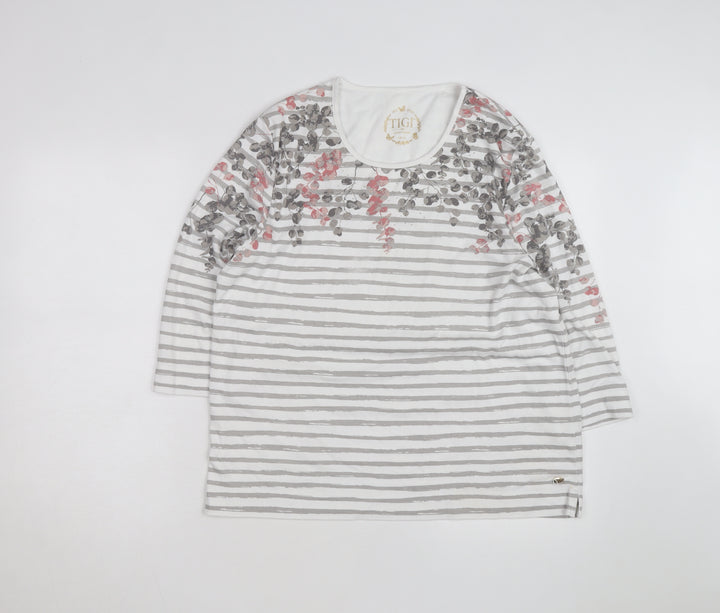 Tigi Womens Multicoloured Floral Stripe Jersey Top Size 18