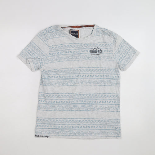 SoulCal & Co Men's Grey Aztec Print Crew Neck Short Sleeve T-Shirt M