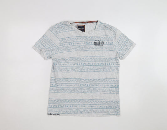 SoulCal & Co Men's Grey Aztec Print Crew Neck Short Sleeve T-Shirt M