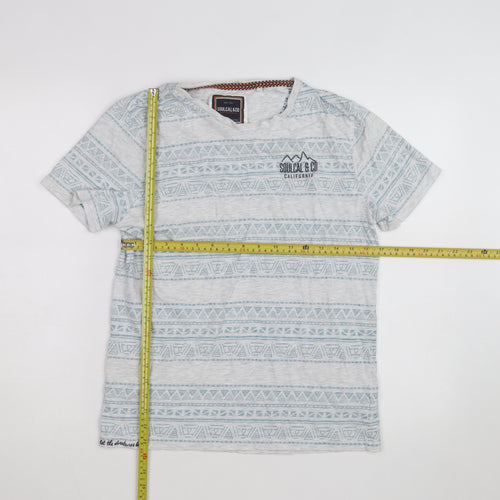 SoulCal & Co Men's Grey Aztec Print Crew Neck Short Sleeve T-Shirt M