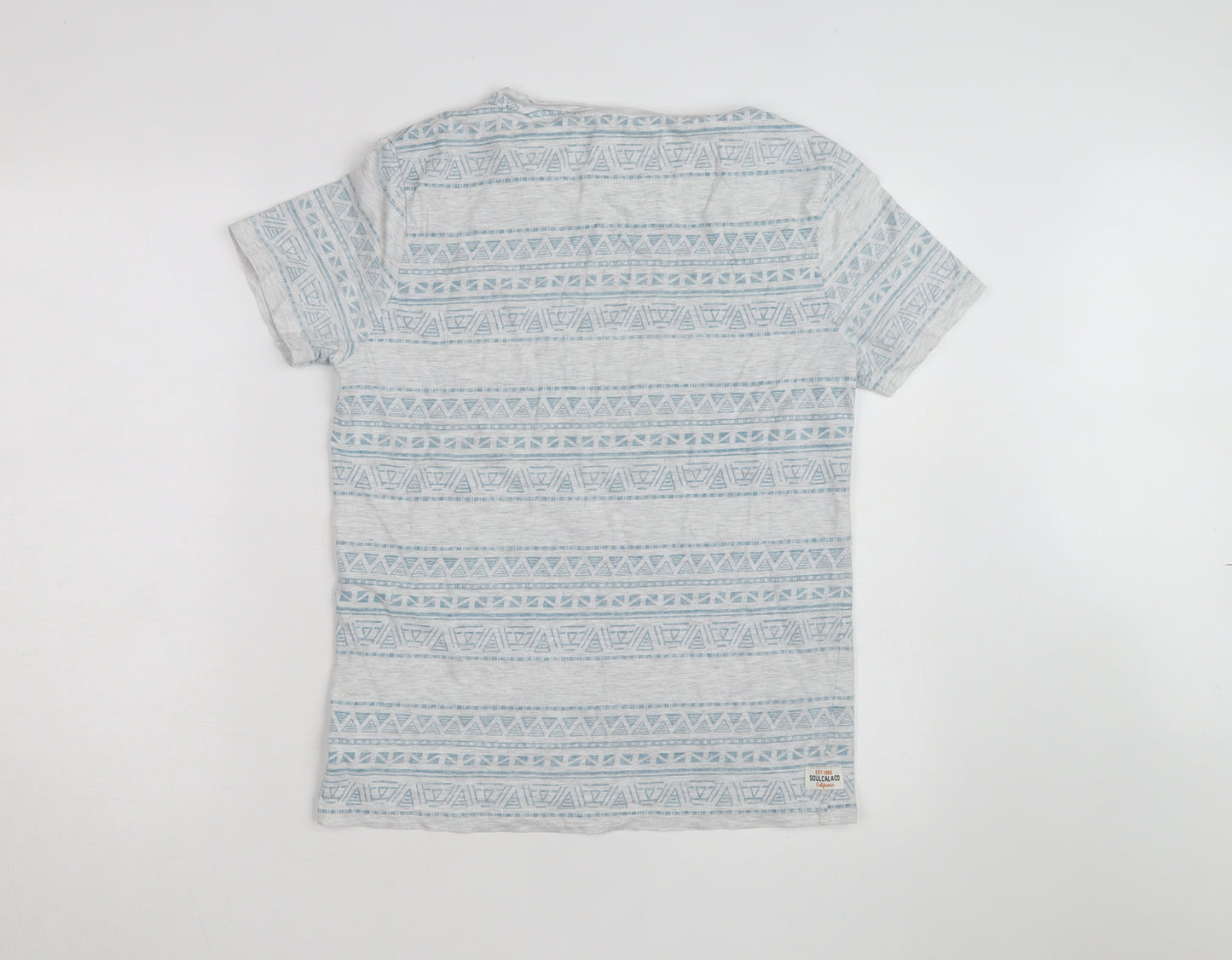 SoulCal & Co Men's Grey Aztec Print Crew Neck Short Sleeve T-Shirt M