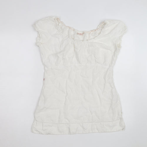 Jackpot Women's White Linen Short Sleeve Shift Dress Size 8