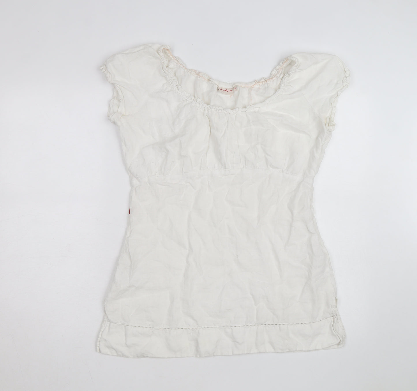 Jackpot Women's White Linen Short Sleeve Shift Dress Size 8