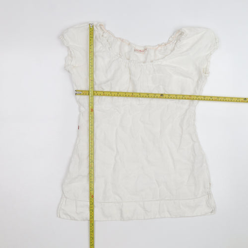 Jackpot Women's White Linen Short Sleeve Shift Dress Size 8