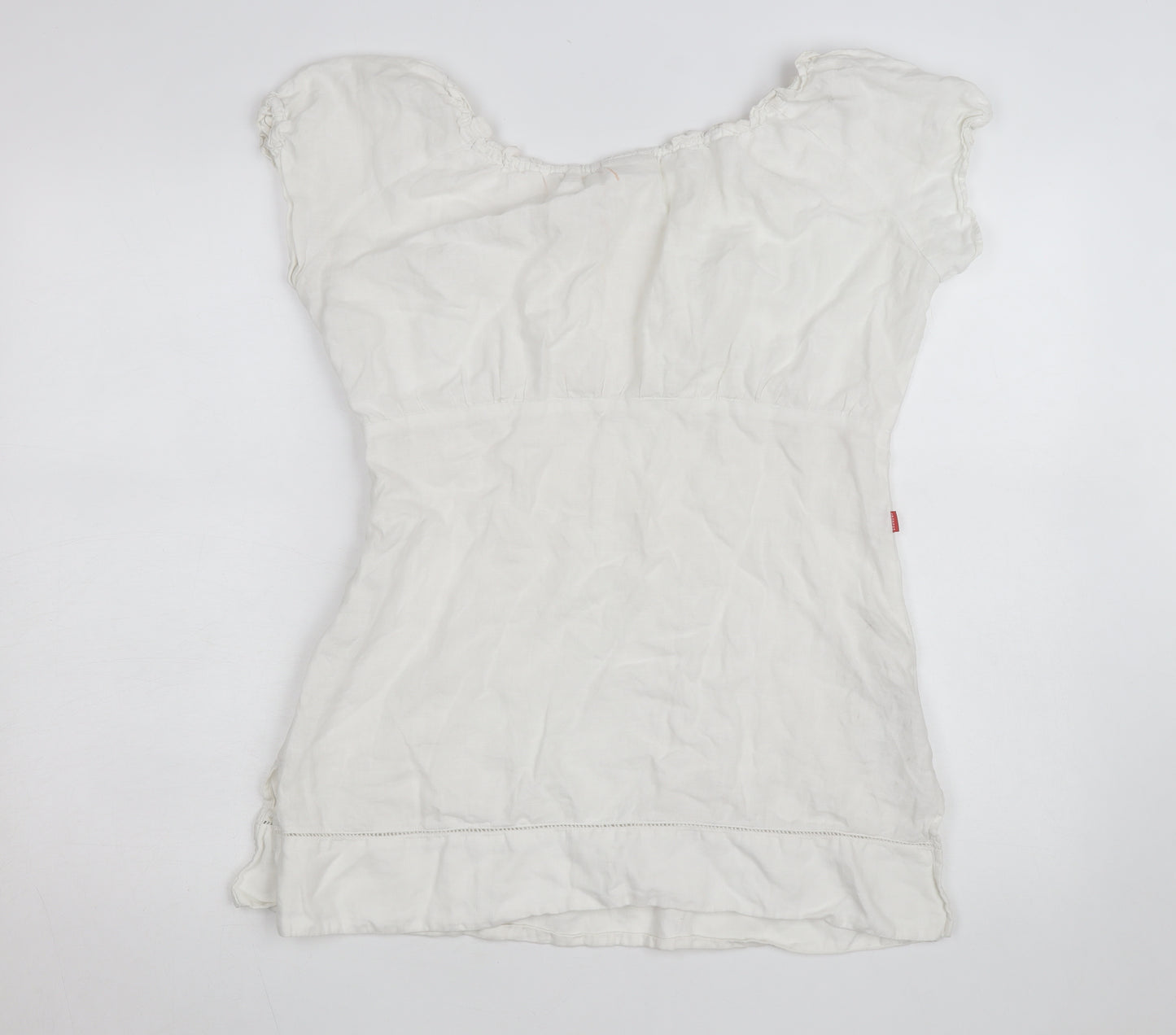 Jackpot Women's White Linen Short Sleeve Shift Dress Size 8