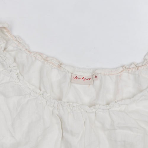 Jackpot Women's White Linen Short Sleeve Shift Dress Size 8