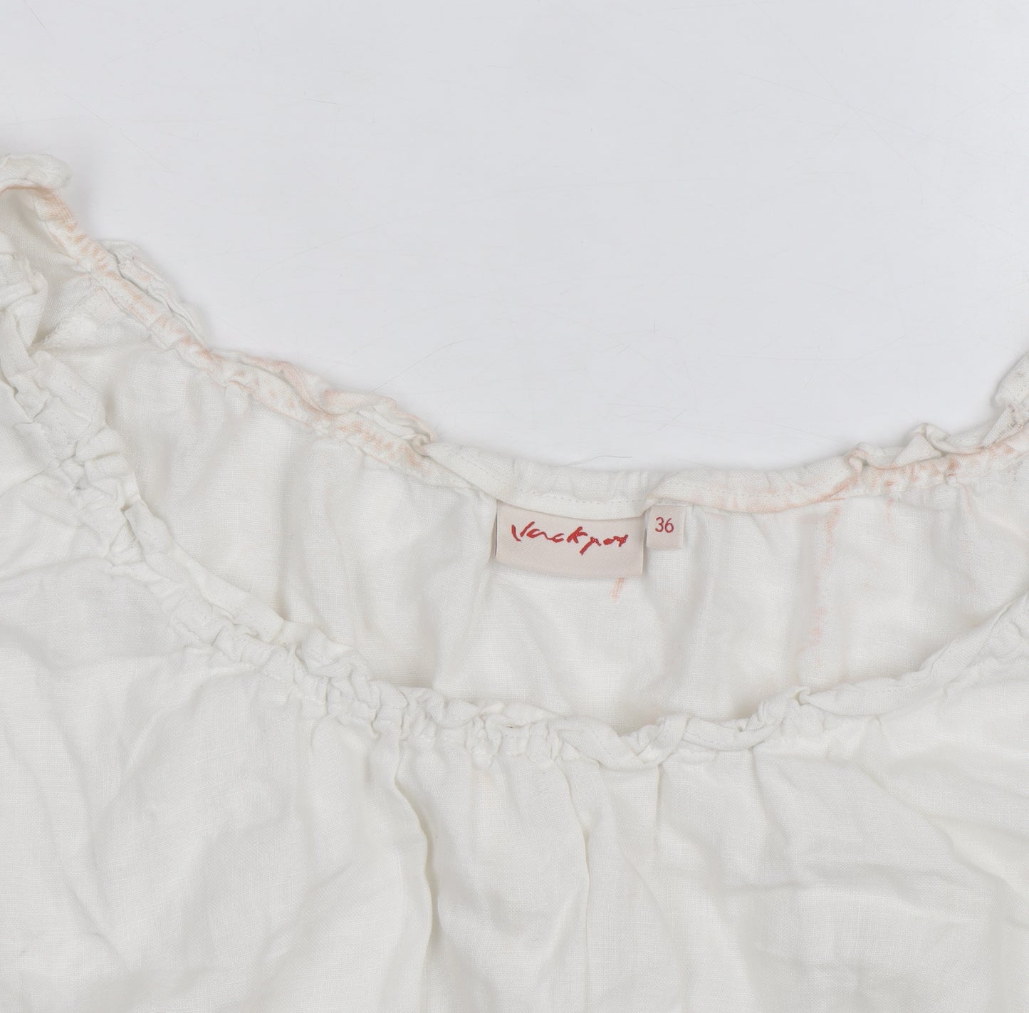Jackpot Women's White Linen Short Sleeve Shift Dress Size 8