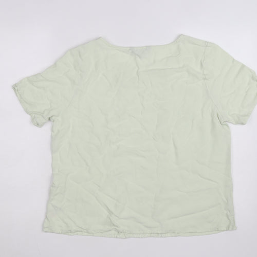 Bonmarché Women’s Green Short Sleeve Embroidered Woven Blouse Size 16