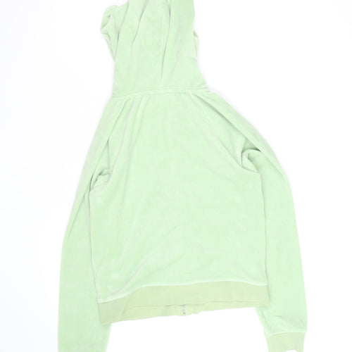 Juicy Couture Womens Green Velour Full Zip Hoodie S Rhinestone Logo