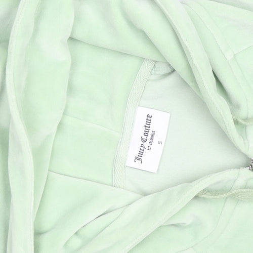 Juicy Couture Womens Green Velour Full Zip Hoodie S Rhinestone Logo