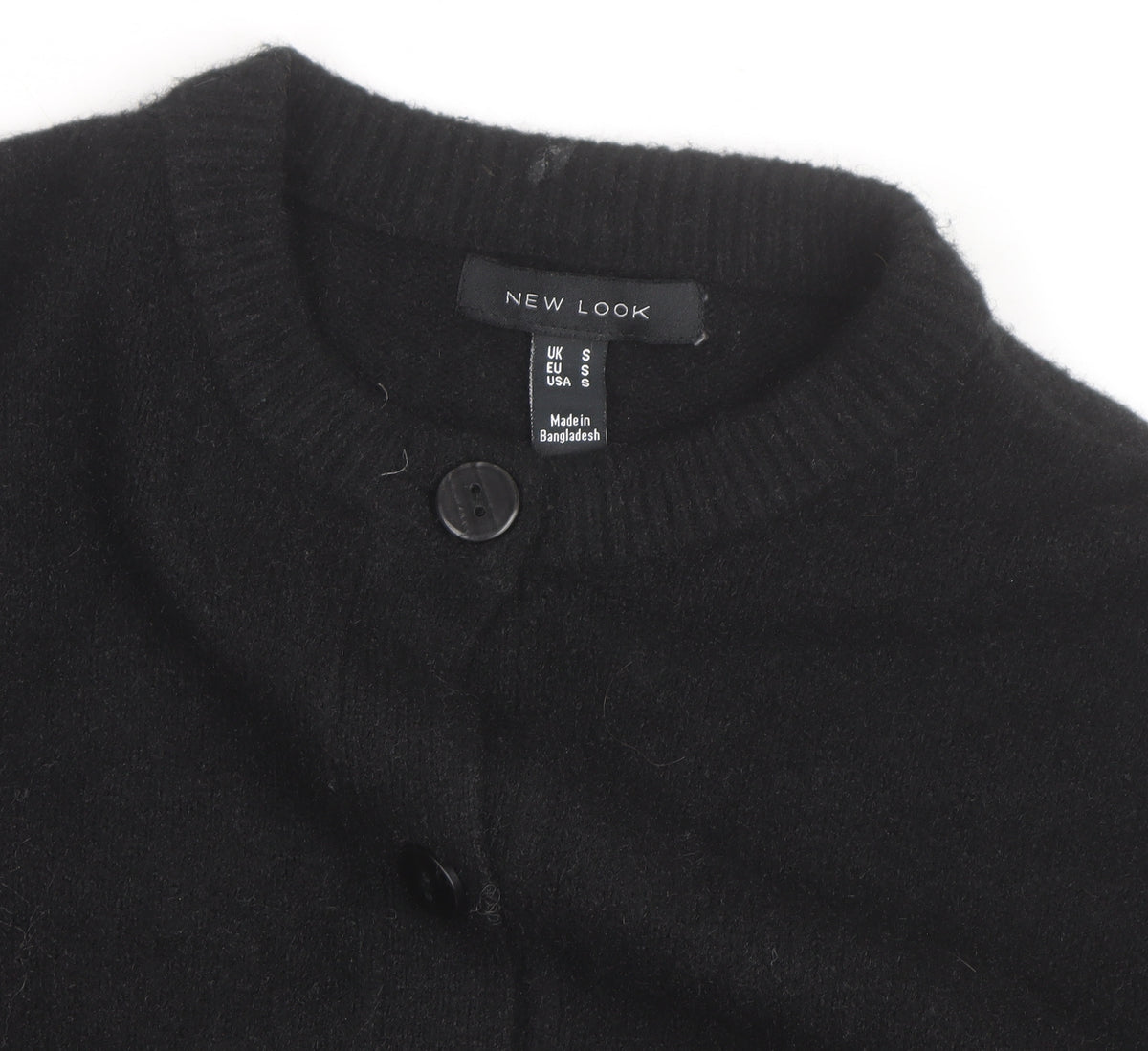 New Look Men’s Black S Button-Up Cardigan Knit Jumper