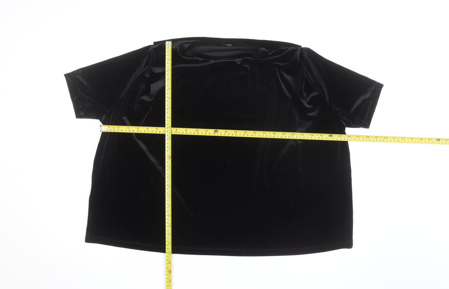 Mango Women's Black Velvet Short Sleeve Pullover Jumper Size 12