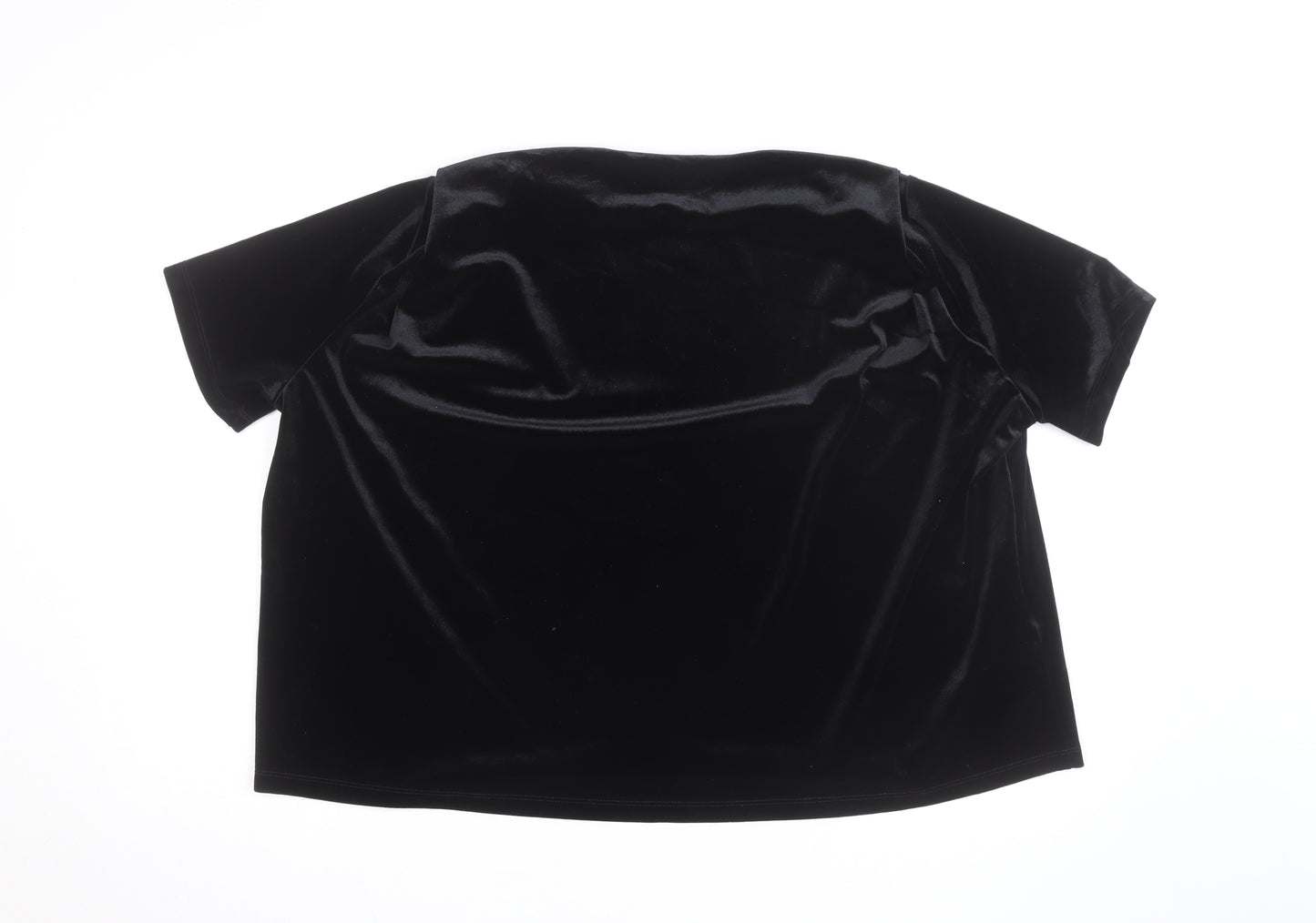 Mango Women's Black Velvet Short Sleeve Pullover Jumper Size 12