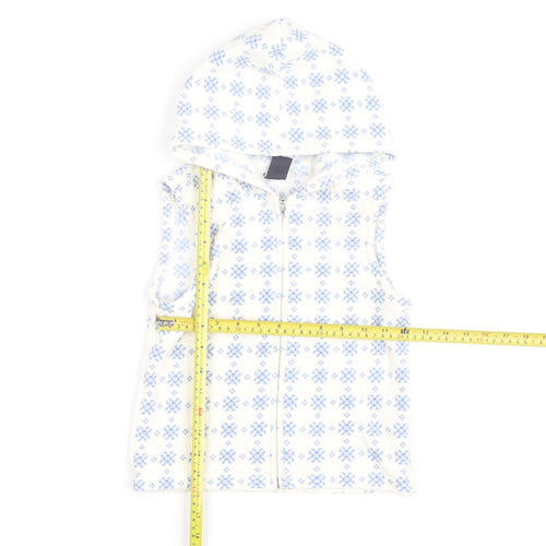GAP Kids White Blue Fair Isle Fleece Hooded Vest XS (4) Girls