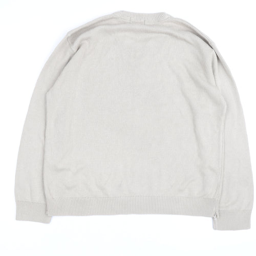 Anne Smith Women’s Beige Knit Henley Jumper M Embroidered