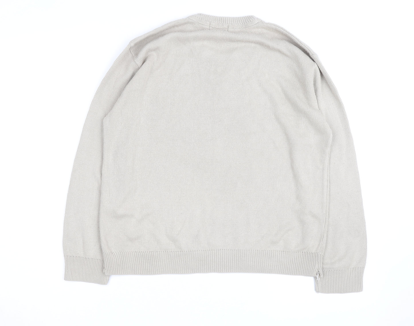 Anne Smith Women’s Beige Knit Henley Jumper M Embroidered