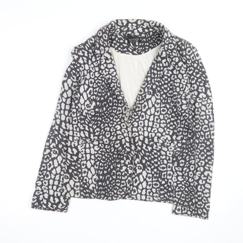 Topshop Women’s Grey Animal Print Cotton Blazer Size 8