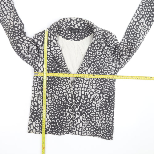 Topshop Women’s Grey Animal Print Cotton Blazer Size 8