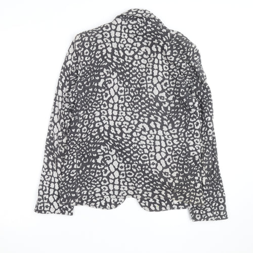 Topshop Women’s Grey Animal Print Cotton Blazer Size 8