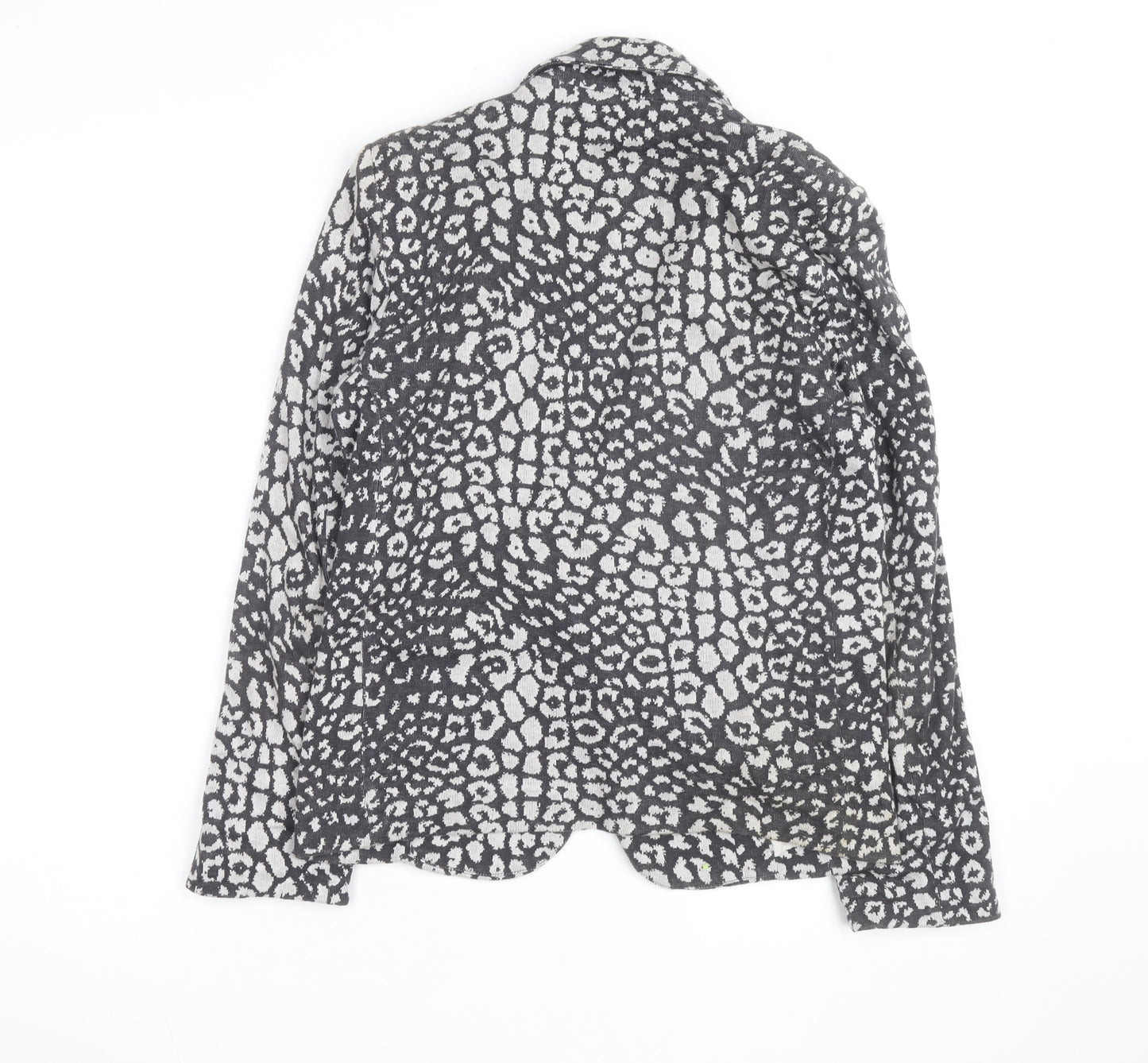 Topshop Women’s Grey Animal Print Cotton Blazer Size 8