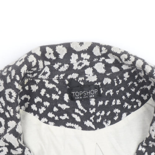 Topshop Women’s Grey Animal Print Cotton Blazer Size 8