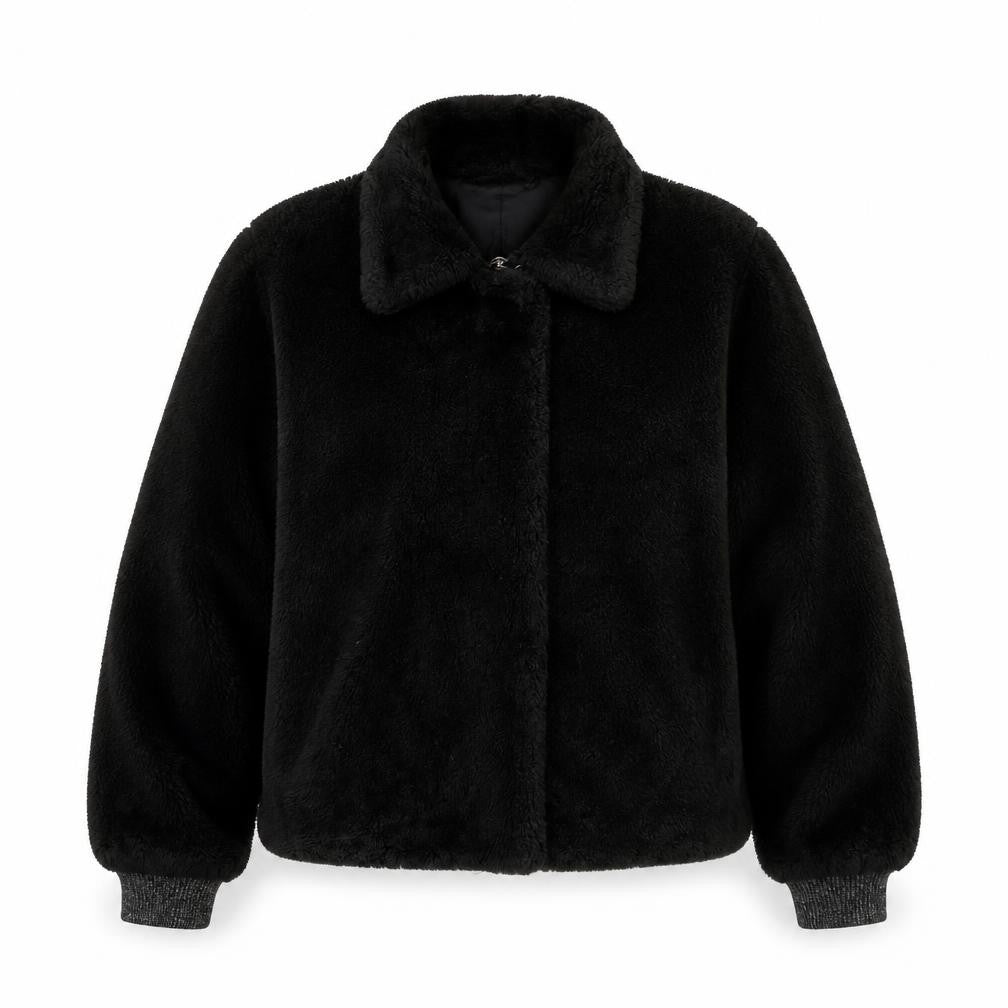 Sud Express Women’s Black Faux Fur Bomber Jacket Size S