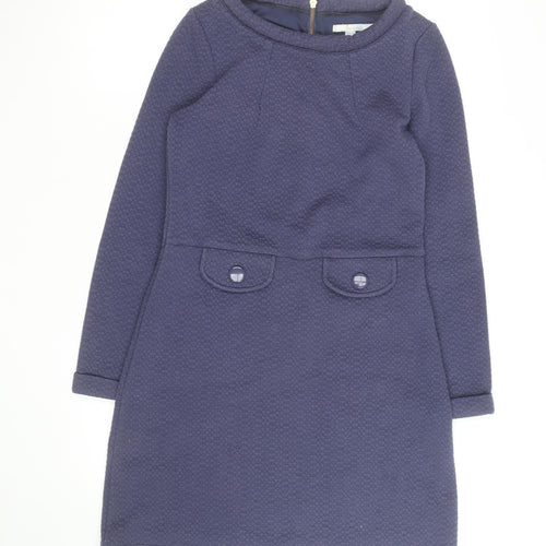 Boden Women Blue Size 10 Shift Knee Length Long Sleeve Dress