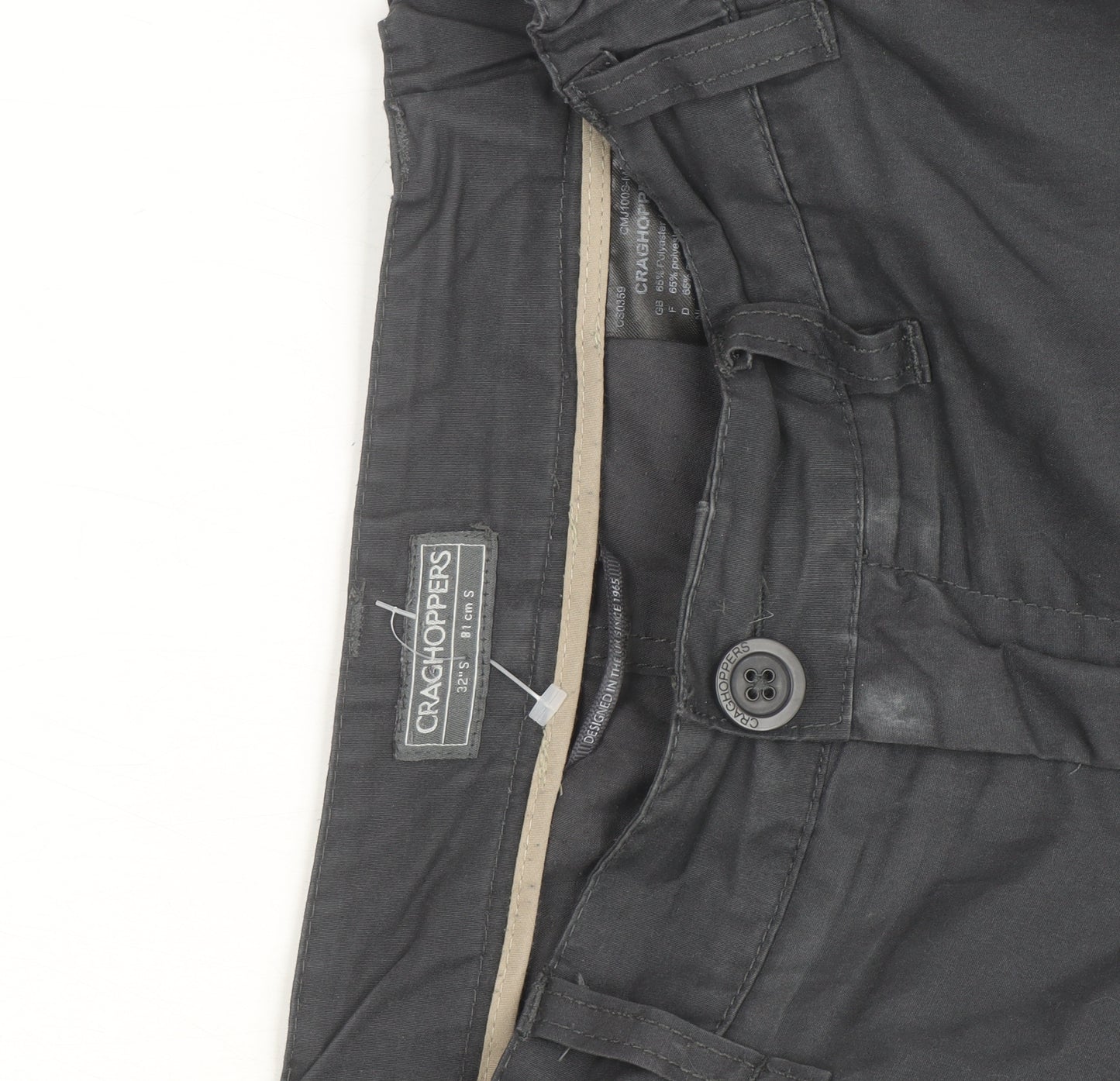 Craghoppers Men's Black Cargo Trousers 2XS Regular Fit Outdoor