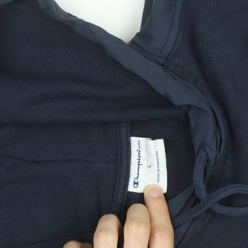 Champion Men's Blue Pullover Hoodie L Hooded Fleece Sweatshirt