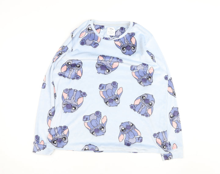Disney Girls Blue Stitch Jumper Medium UK 12-14 Pullover Fleece