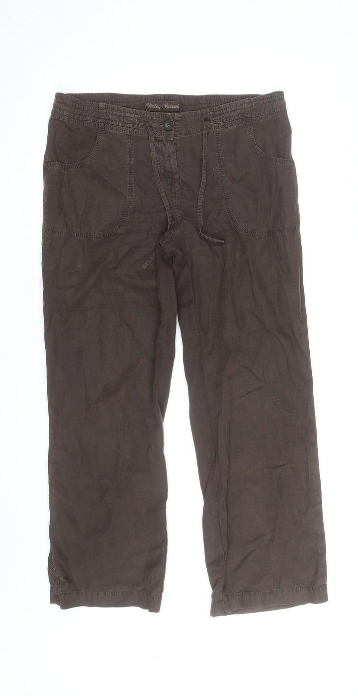 Watery Casual Women’s Brown Cargo Trousers Size 16 Cotton Straight Leg