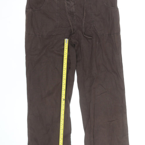 Watery Casual Women’s Brown Cargo Trousers Size 16 Cotton Straight Leg