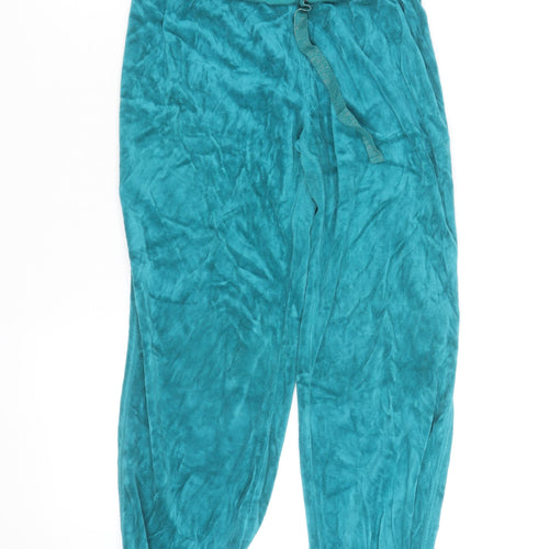 Denim Co Womens Green Velour Jogger Trousers Size S