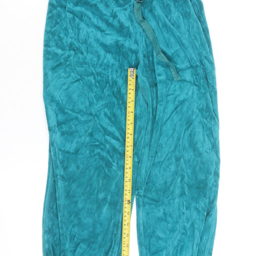 Denim Co Womens Green Velour Jogger Trousers Size S