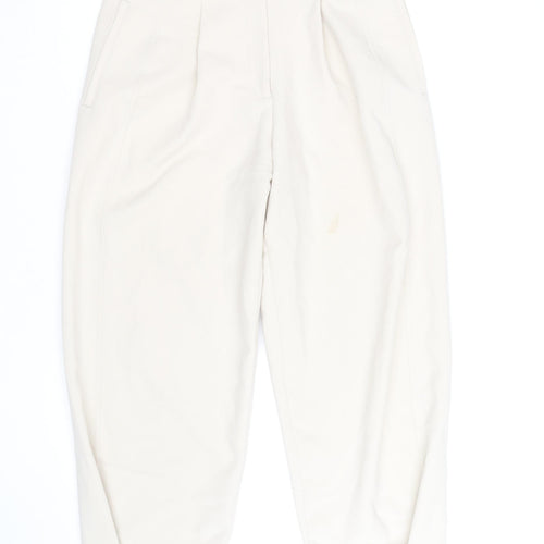 Zara Men's Ivory Cropped Pleated Tapered Trousers Size S
